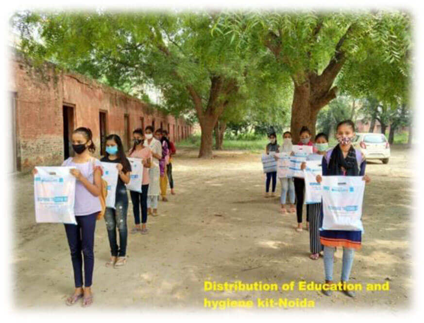 Distribution dry ration and hygiene kits in Holambhi Kalan, Bawana and Jahangirpuri